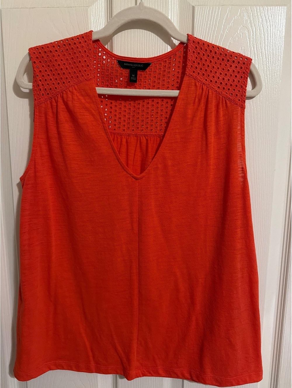 Banana Republic Medium Orange Sleeveless Top with Eyelet Detail